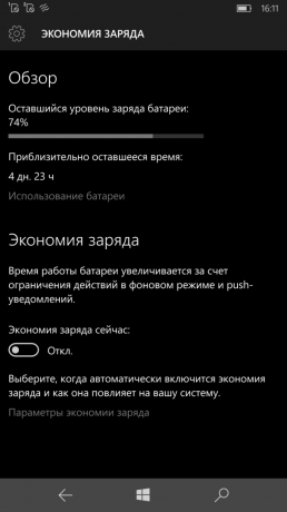 Lumia 950 XL: Oszczędzanie