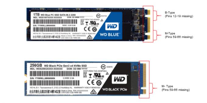 Co jest lepsze SSD: SSD M.2 klucz C B + M (górne) i SSD M.2 z kluczem M (na dole)