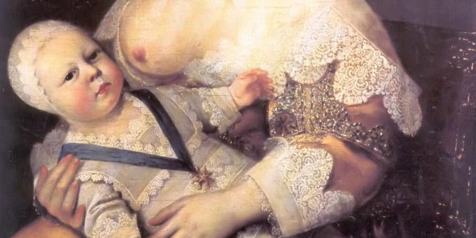 Dzieci średniowiecza: Ludwik XIV w ramionach pielęgniarki Lady Longe de la Girodiere