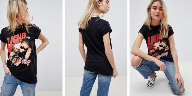 Moda damska koszulki z europejskich sklepów: bawełniana koszulka ASOS 