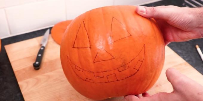 Halloween dynia z jego własnymi rękami: narysować twarz