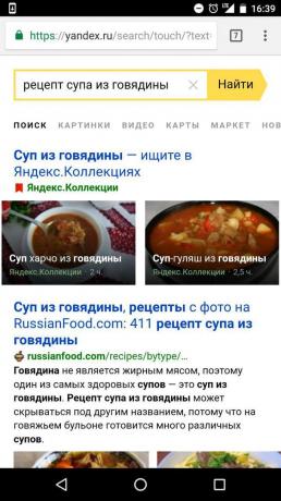 „Yandex”: szukaj Przepisy o składnikach