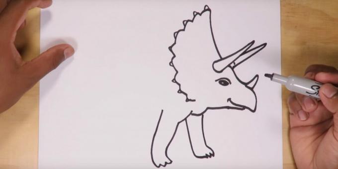 Jak narysować Triceratopsa: narysuj przednie nogi