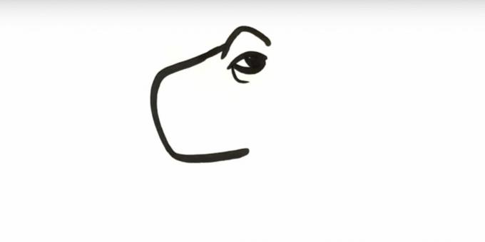 Jak narysować dinozaura: narysuj brew i oko