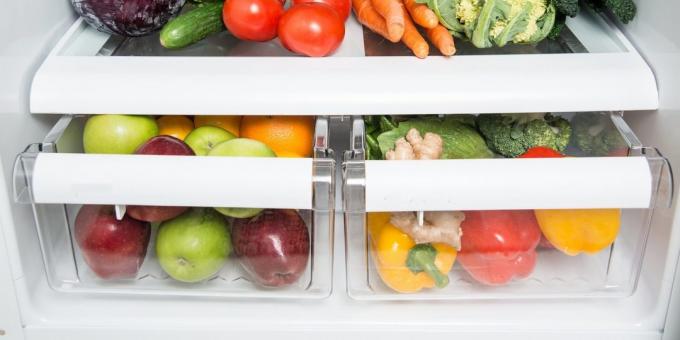 Boksy dla przechowywania owoców i warzyw w lodówce