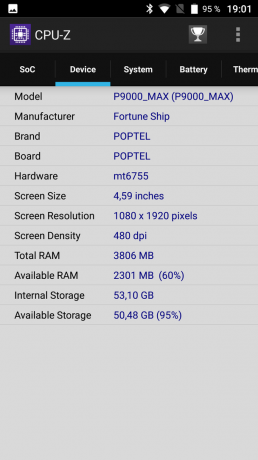 Chroniony smartphone Poptel P9000 Max: CPU-Z