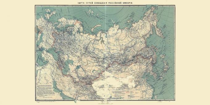 Historia imperium rosyjskiego: mapa kolei w Rosji w 1916 roku. 
