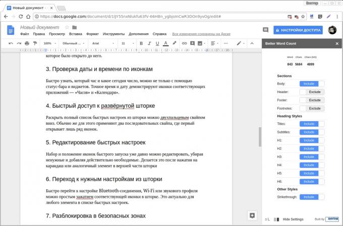 Google Docs dodatki: Ilość lepszego słowa