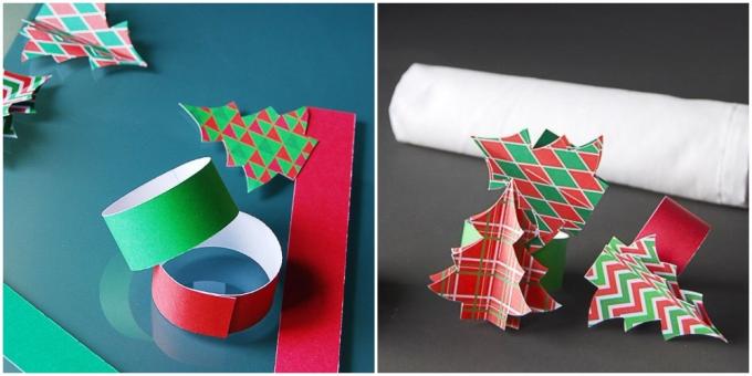 Jak udekorować stół noworoczne: wykonane pierścienie papieru