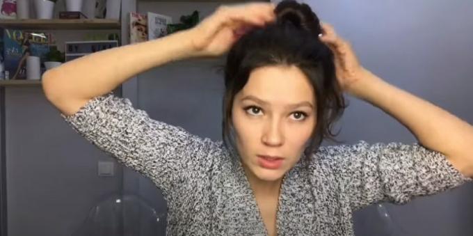 Fryzury damskie na okrągłą twarz: przymocuj włosy gumką
